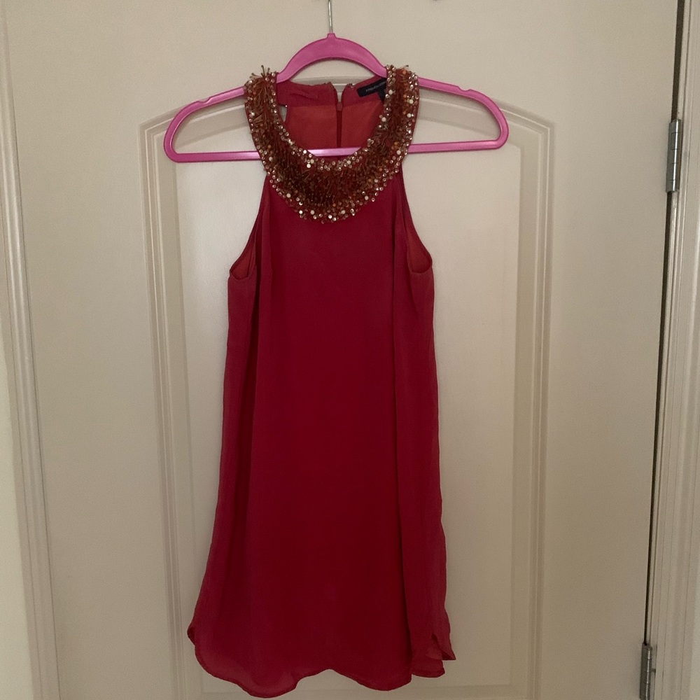 French Connection Mini Silk Dress in Coral 2